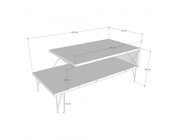 Маса за кафе Asker 100x50x40 cm вид дърво []
