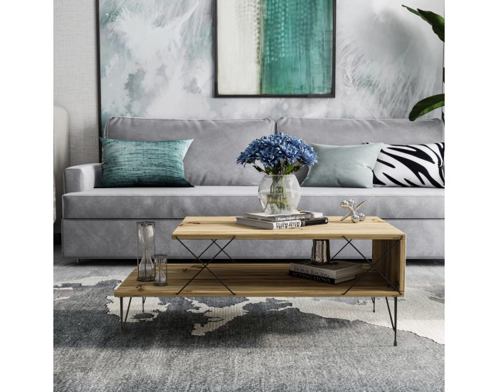 Маса за кафе Asker 100x50x40 cm вид дърво []