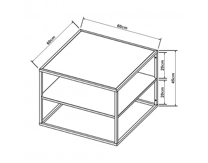 Холна маса Solund с рафт 60x60x45 см бяла, мат []