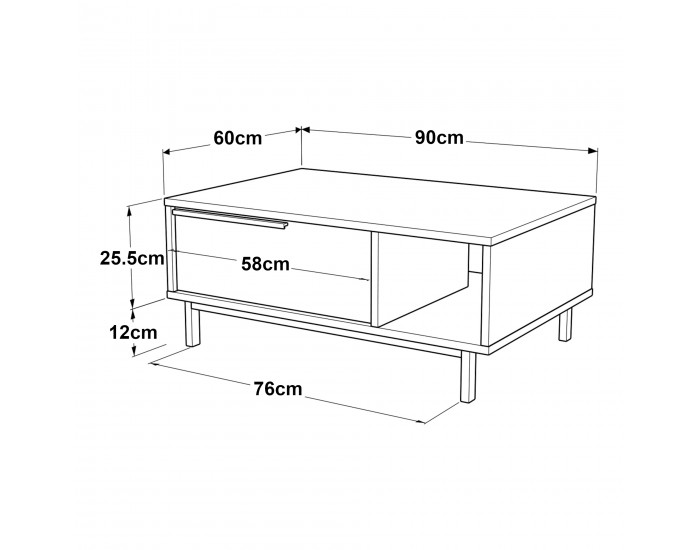 Холна маса Majaajoå 90x60x38 см бяла []