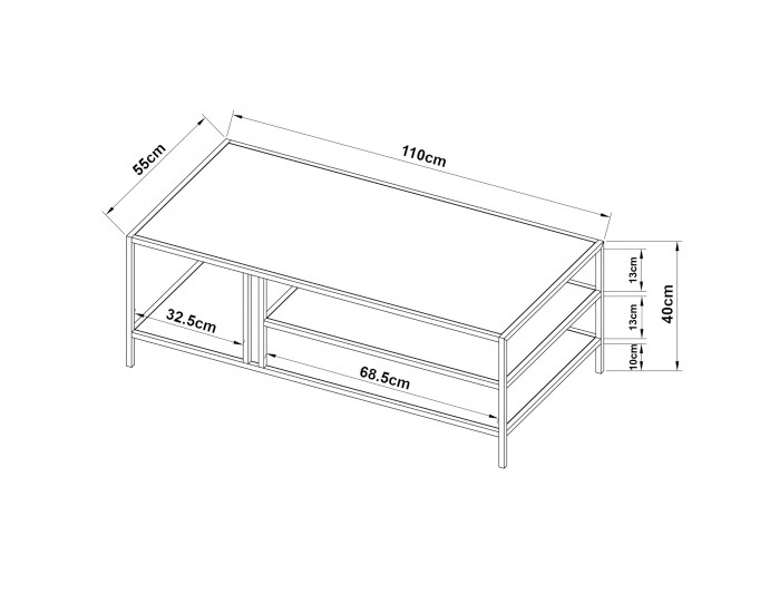 Холна маса Kumlinge 40x110x55 см бяла []