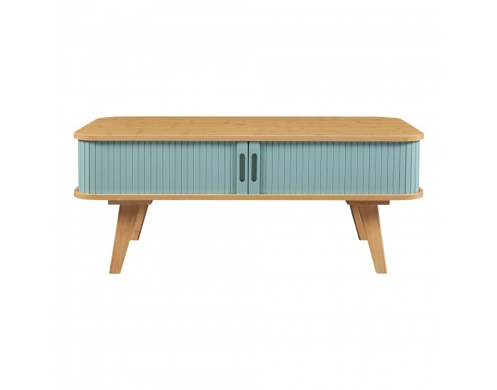 Маса за кафе Tysvær 100x50x40 см бамбук/синьо []