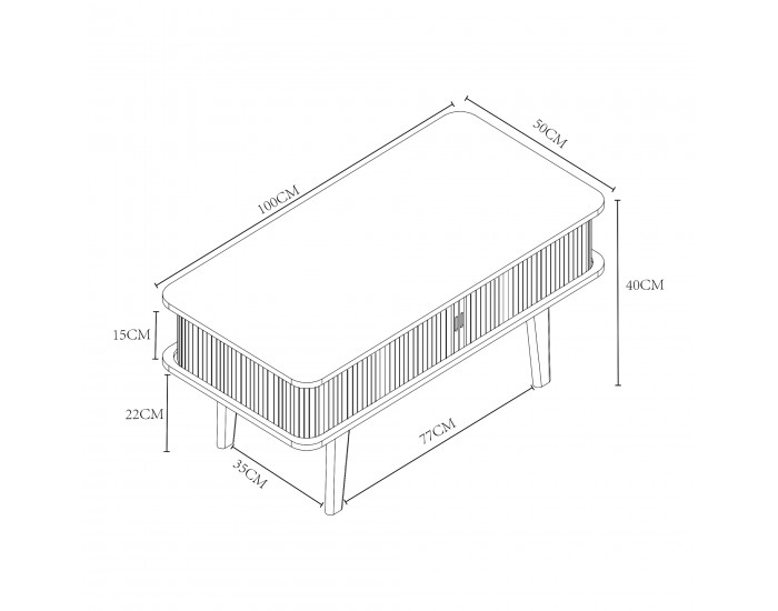 Маса за кафе Tysvær 100x50x40 см бамбук/синьо []