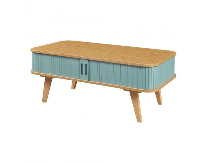 Маса за кафе Tysvær 100x50x40 см бамбук/синьо []