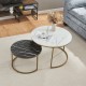 Комплект маси за кафе Крайстчърч от 2 броя, мраморна визия, бяло/черно/златно []