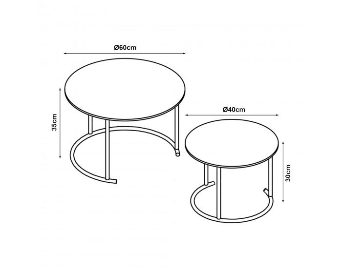 Маса за кафе Christchurch от 2 бр., черно/хром []