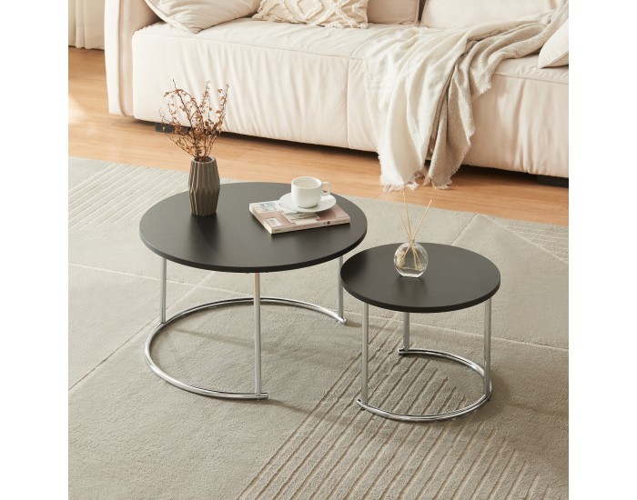 Маса за кафе Christchurch от 2 бр., черно/хром []