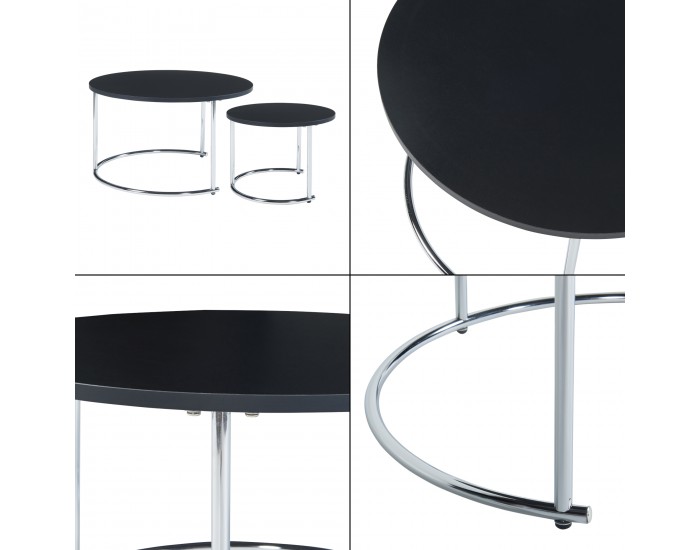 Маса за кафе Christchurch от 2 бр., черно/хром []