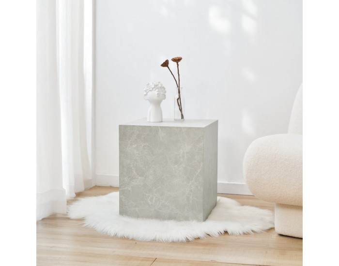Помощна маса Ellelu 45x40x40 см мраморна визия, сив []