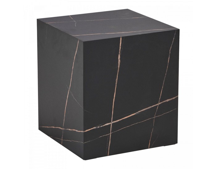 Помощна маса Ellelu 45x40x40 см мраморна визия, черна []