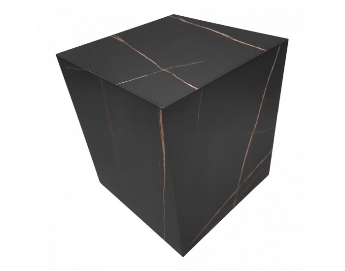 Помощна маса Ellelu 45x40x40 см мраморна визия, черна []