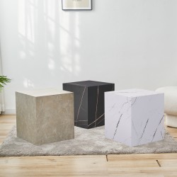Помощна маса Ellelu 45x40x40 см мраморна визия, бяла [] - Холни маси