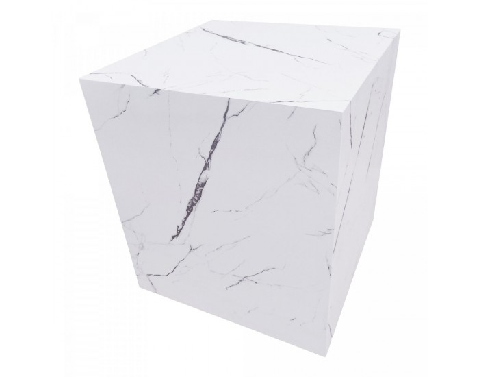 Помощна маса Ellelu 45x40x40 см мраморна визия, бяла []