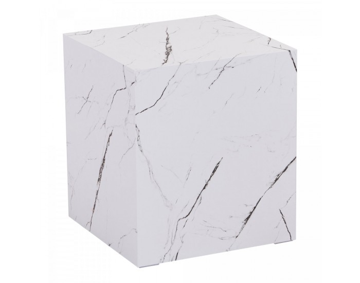 Помощна маса Ellelu 45x40x40 см мраморна визия, бяла []