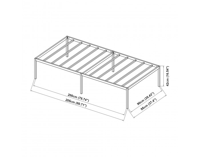 Метално легло Vårdö 90x200 см черно []