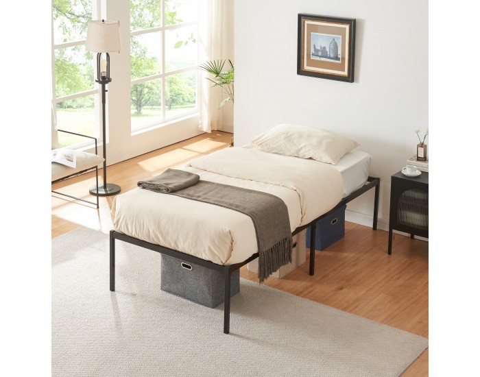 Метално легло Vårdö 90x200 см черно []