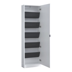 Шкаф за обувки Meura 160x48x20см огледален бял [] - Sonata G