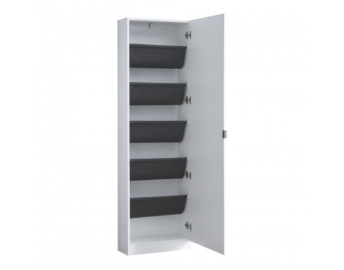 Шкаф за обувки Meura 160x48x20см огледален бял []
