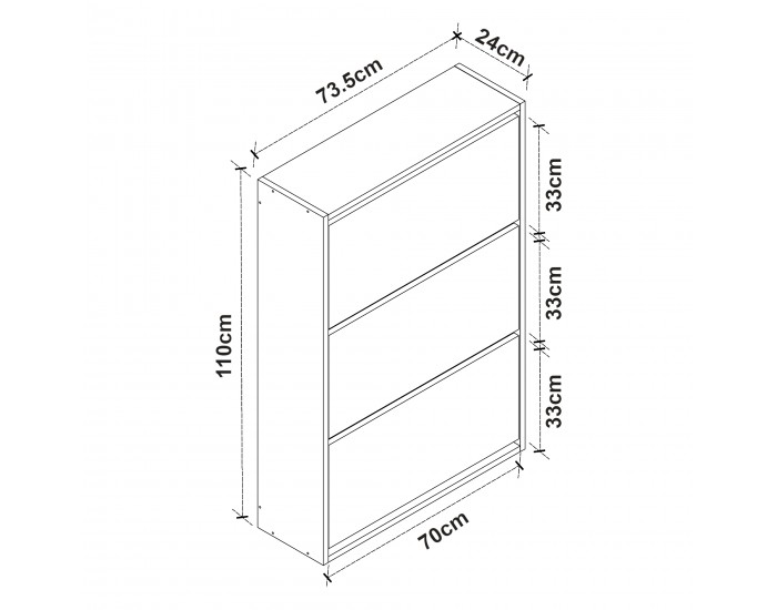 Шкаф за обувки Aurskog 110x73.5x24см дъб []