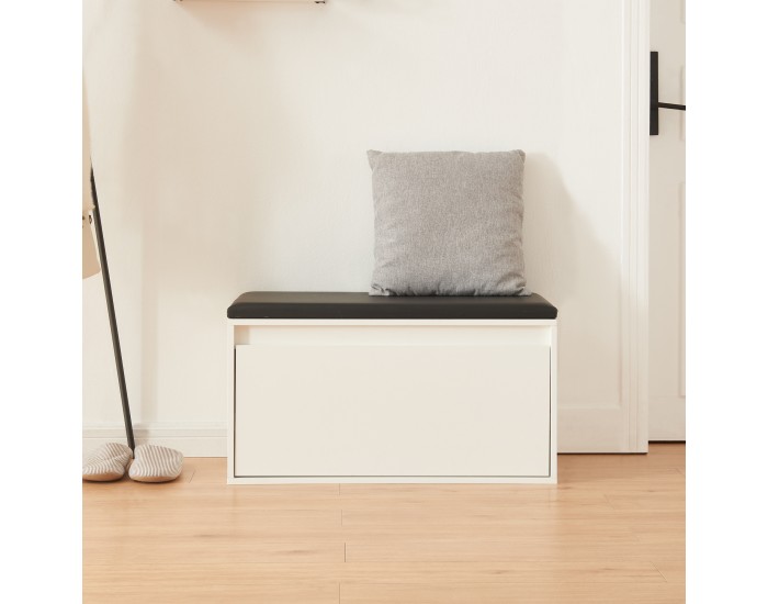 Пейка Degerfors 80x39x45 см бяло/черно []