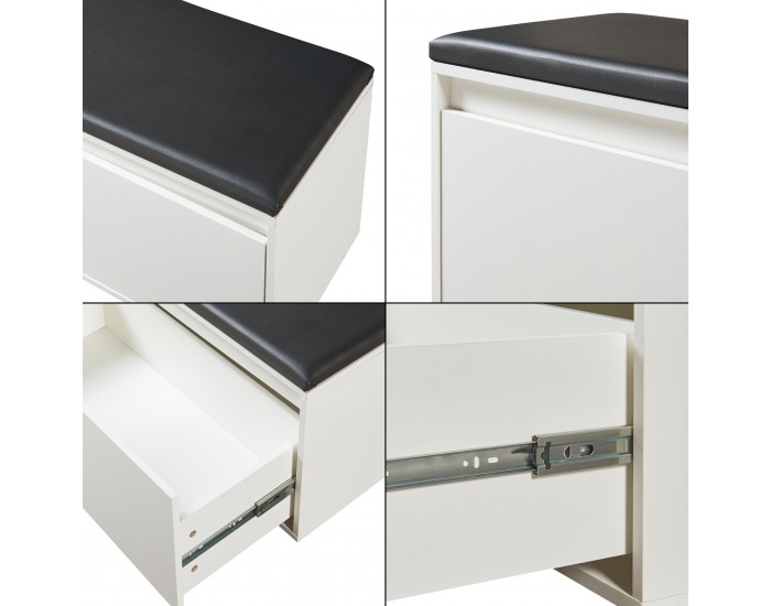 Пейка Degerfors 80x39x45 см бяло/черно []