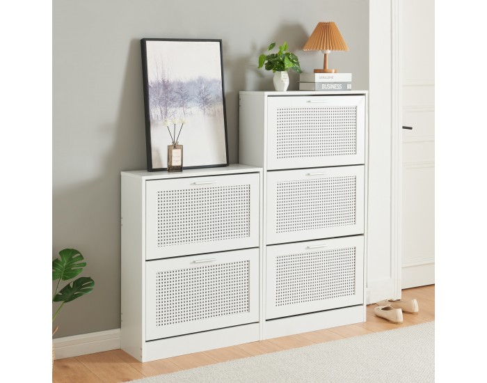 Поставка за обувки Vesilahti 115x60x24 см Бяла []