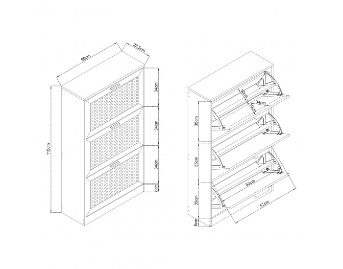 Поставка за обувки Vesilahti 115x60x24 см Бяла []