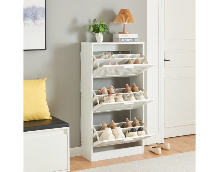Поставка за обувки Vesilahti 115x60x24 см Бяла []