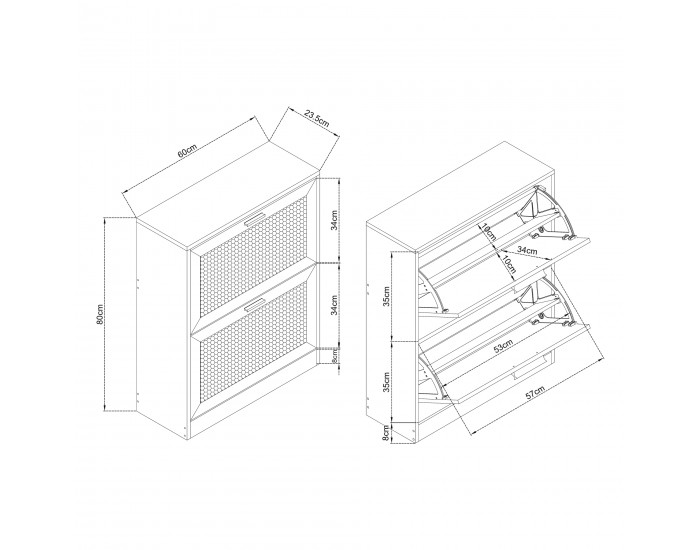 Поставка за обувки Vesilahti 80x60x24 см Бяла []