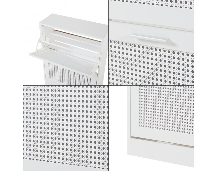 Поставка за обувки Vesilahti 80x60x24 см Бяла []