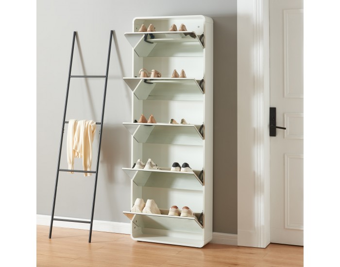 Поставка за обувки Aure 180x63x20 см Бяла []