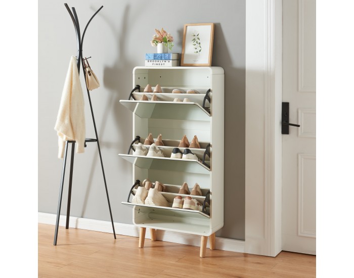 Поставка за обувки Aure 134x63x24 см Бяла []