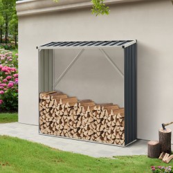 Стелаж за дърва Kalmar 155x45x157см от стомана антрацит [] - Външни съоражения