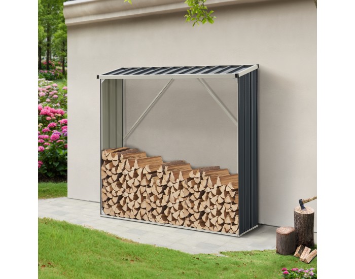 Стелаж за дърва Kalmar 155x45x157см от стомана антрацит []