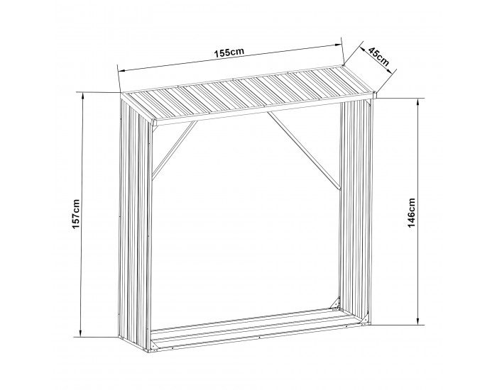 Стелаж за дърва Kalmar 155x45x157см от стомана антрацит []