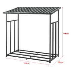 Стелаж за дърва Yakutat Black 145x143x70 см [] - Външни съоражения