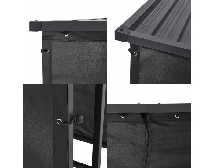 Стелаж за дърва Yakutat Black 145x143x70 см []