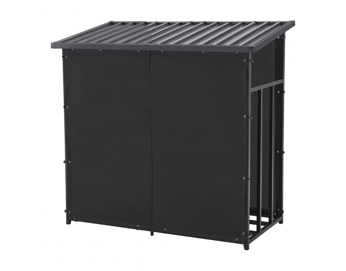 Стелаж за дърва Yakutat Black 145x143x70 см []