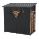Стелаж за дърва Yakutat Black 145x143x70 см []