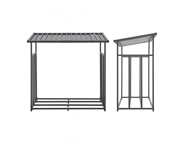 Стелаж за дърва Yakutat Black 145x143x70 см []