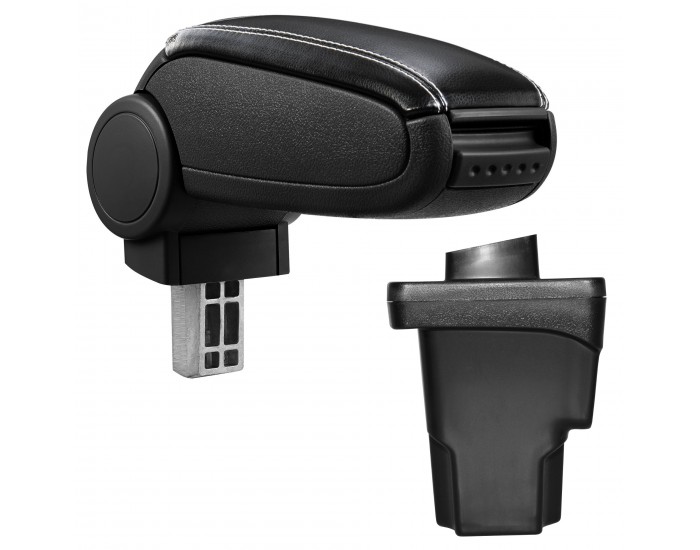 Централен подлакътник Seat Leon III с отделение изкуствена кожа черна с бели шевове