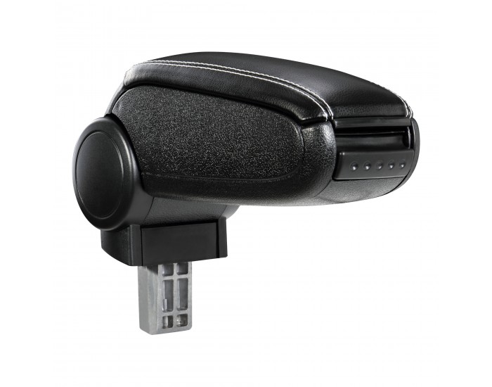 Opel Corsa F централен подлакътник с отделение за съхранение, черна имитация на кожа с бели шевове []