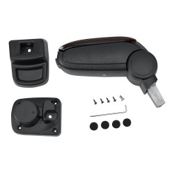 Opel Corsa F централен подлакътник с отделение за съхранение, черна имитация на кожа с червени шевове [] - Автомобилни части и Аксесоари