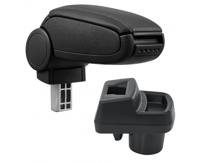 Opel Corsa F централен подлакътник с отделение за съхранение, черна имитация на кожа с черни шевове []