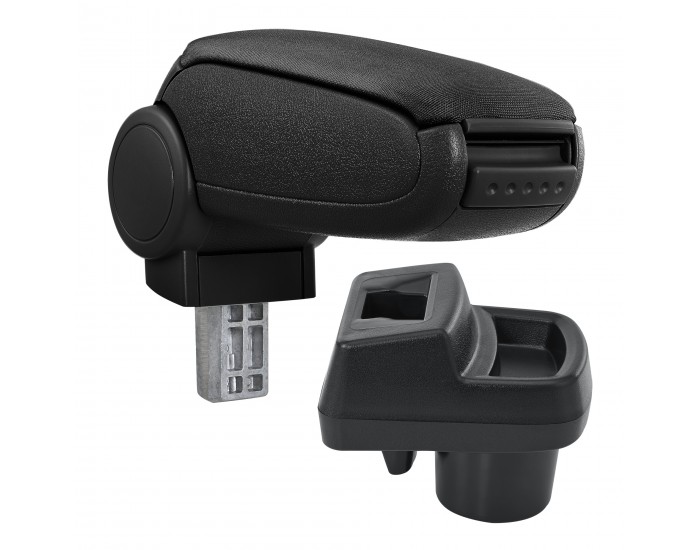 Централен подлакътник Opel Corsa F с отделение за вещи черен текстил с черни шевове []