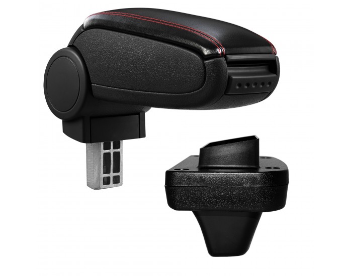 Централен подлакътник Opel Astra K с отделение изкуствена кожа черен с червени шевове Централен подлакътник Opel Astra K с отделение изкуствена кожа черен с червени шевове