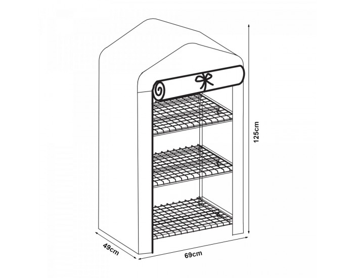 Оранжерия Chaam с 3 рафта 125x69x49см Бял []