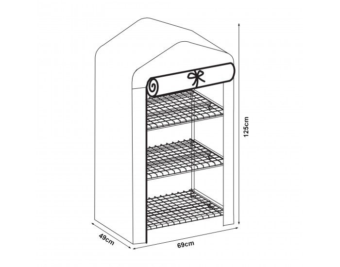 Оранжерия Chaam с 3 рафта 125x69x49cm Green []