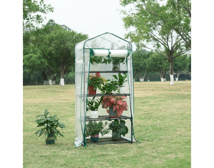 Оранжерия Chaam с 4 рафта 158x69x49см Бял []