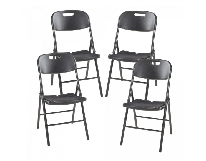 Комплект сгъваеми столове Ljusnarsberg от 4 пластмасови черни []